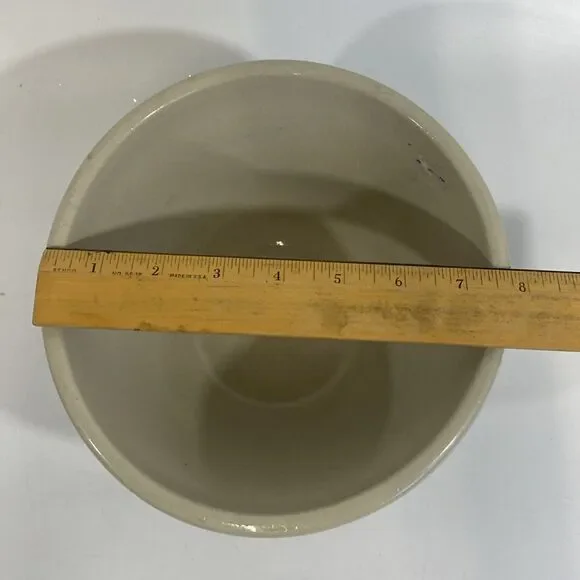 Vtg‎ ROSEVILLE POTTERY STONEWARE MIXING BOWL Blue Stripes 7” Farmhouse - Picture 6 of 7